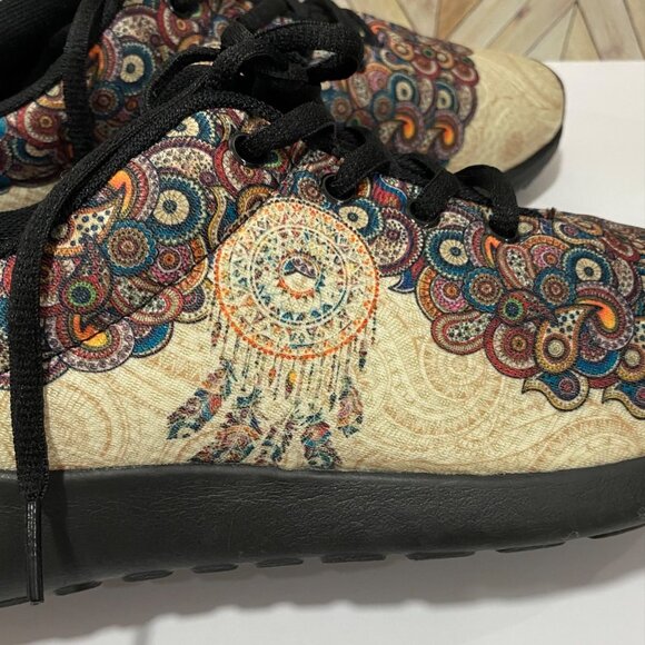 🪶 Yes We Vibe Mandala Dreamcatcher Sneakers – Boho Art Pattern Lace-Up Shoes 8. - Picture 7 of 9